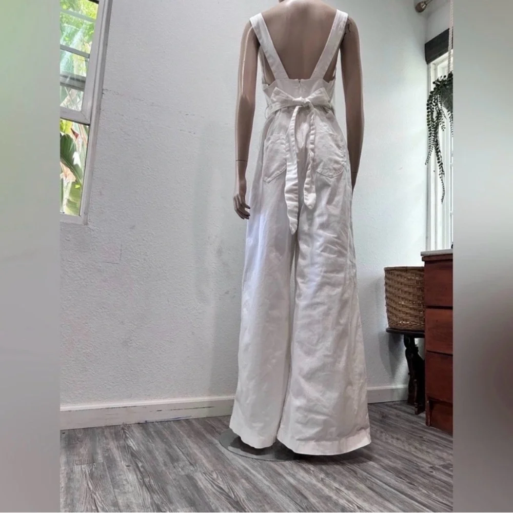 Anthropologie Sleeveless Wide-Leg Jumpsuit in Light Cream - Picture 9 of 16